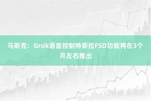 马斯克：Grok语音控制特斯拉FSD功能将在3个月左右推出